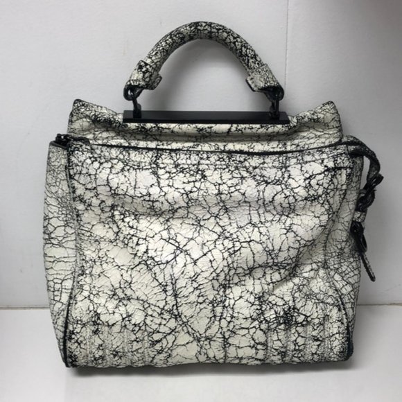 3.1 Phillip Lim Ryder Black and White Crackled Small Satchel - Picture 2 of 15